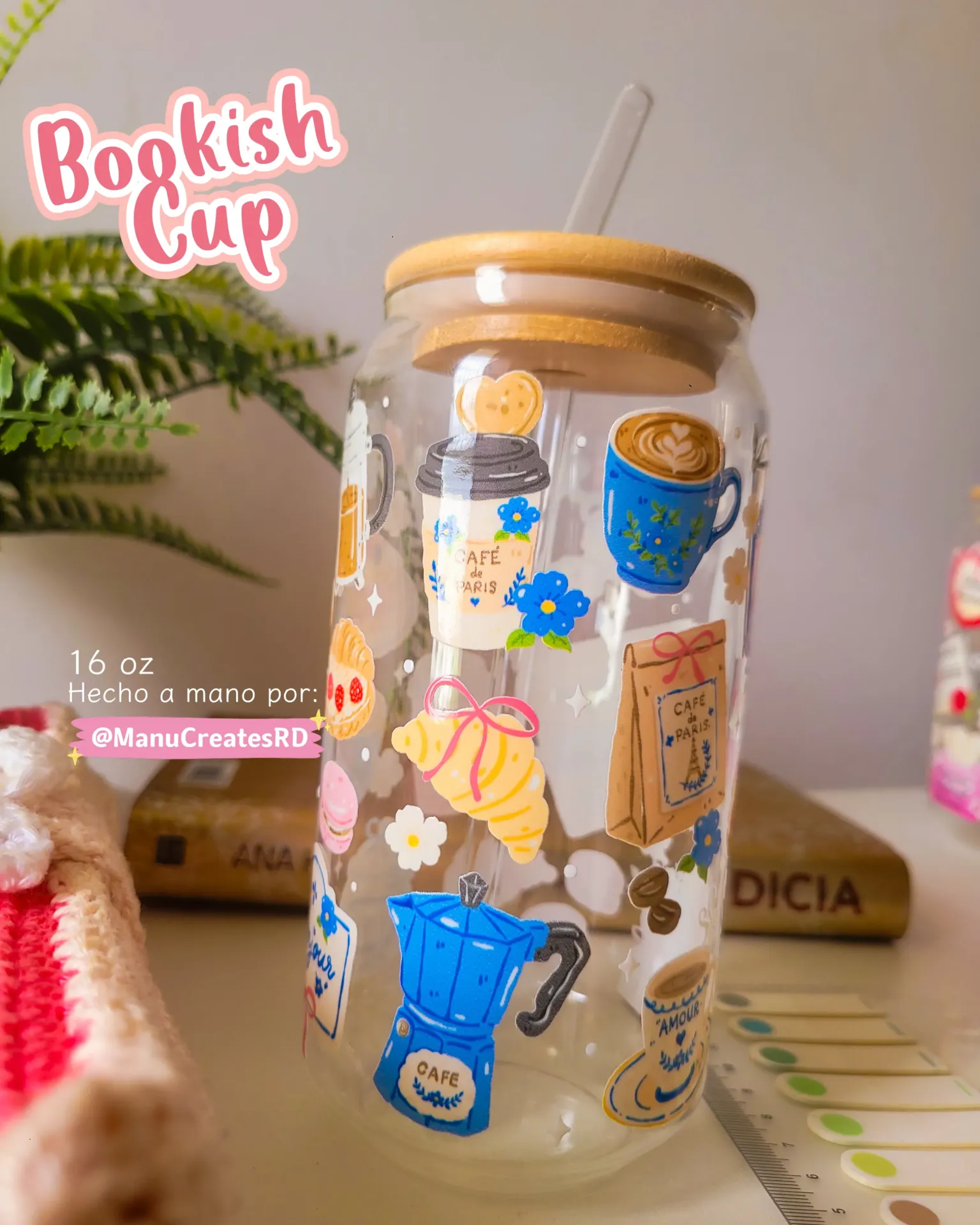Bookish GlassCup | Manu Creates