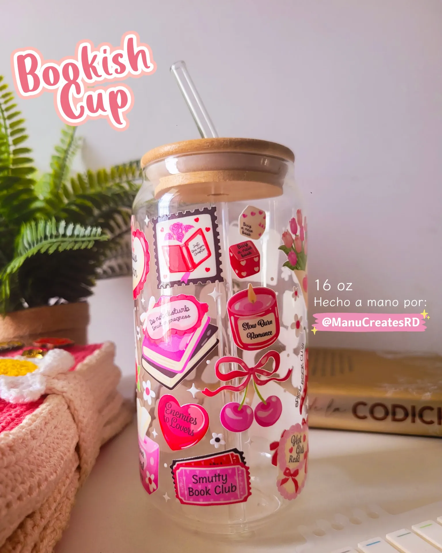 Bookish GlassCup | Manu Creates