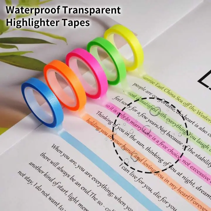 Cinta adhesiva transparente de colores | marcadores de páginas