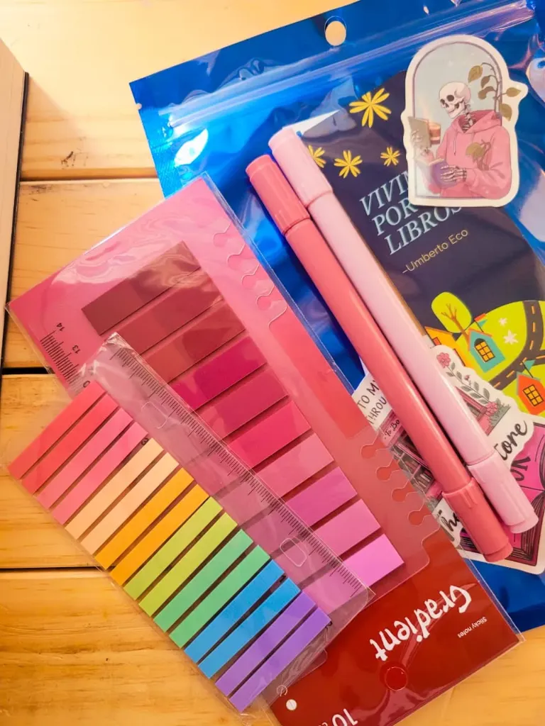 Kit Lector- doble marcador y postits (Rosa)