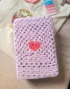 Cover de Libros en Crochet - Funda de libros lila diseño corazon (6 x 8.8 pulgadas, max 700 páginas)