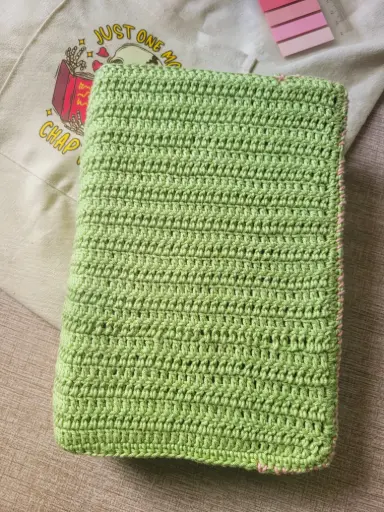 Cover de Libros en Crochet - Funda de libros verde olivo (6.1 x 1.6 x 9.3 pulgadas, max 580 páginas)